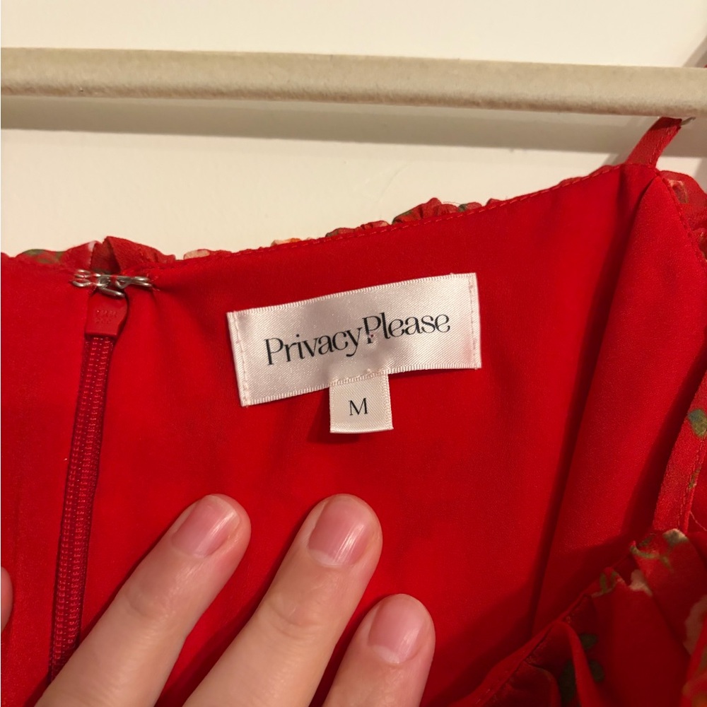 Privacy Please Dakota Mini Dress in Red Floral Ruffle Tiered in Medium - Picture 3 of 5